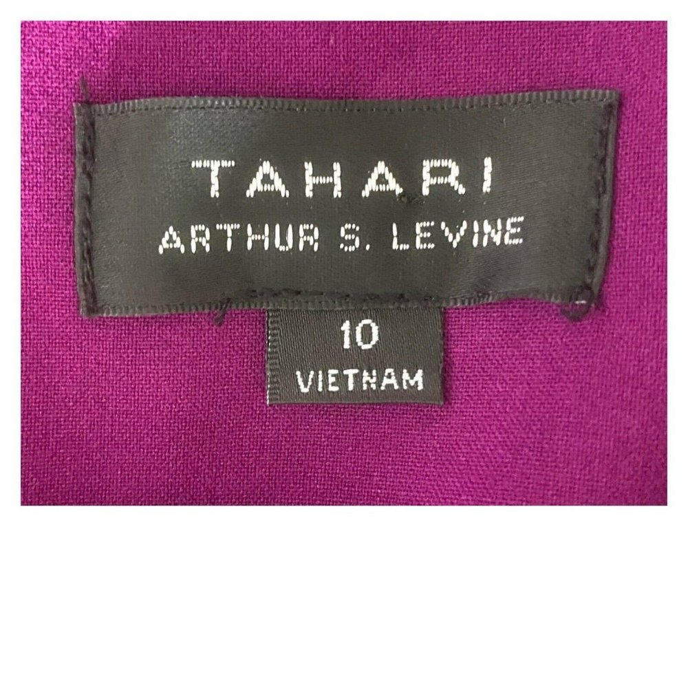 Tahari Short Sleeve Plum Woven Dress - Picture 6 of 7